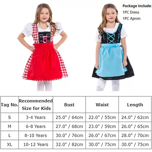 IDOPIP Kids Girls Oktoberfest Costume German Dirndl Dresses Plaid Maid Dress Outfit for Bavarian Carnival Halloween FestivalBlue  Black Dressapron