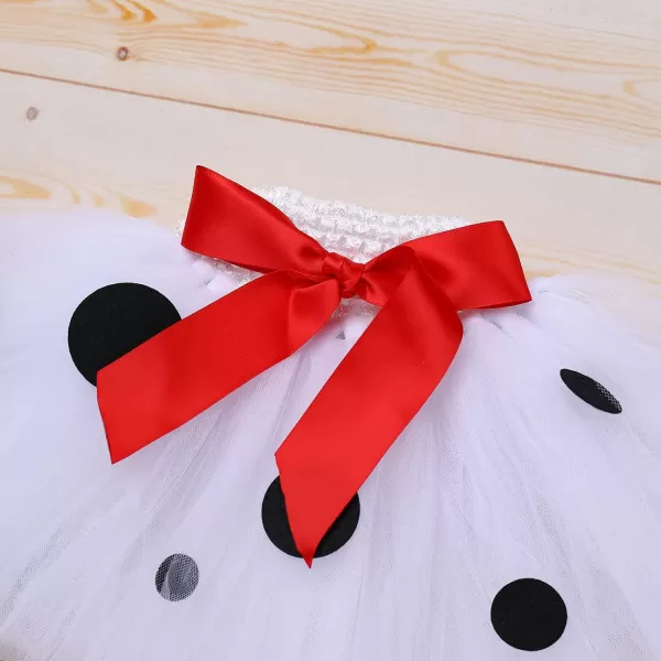 IDOPIP Ladybug Dalmatian Birthday Outfit for Baby Girls Romper Polka Dot Tutu Skirt Headband Halloween Fancy Dress up CostumeWhite  Dalmatian