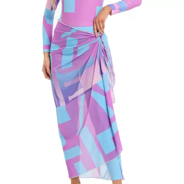 IDOPIP Muslim Burkini Swimsuits for Women Long Sleeve Swim Shirt Bodysuit with Pants Cover up Beach Skirt 34PCS Bathing SuitPurple 4pcs