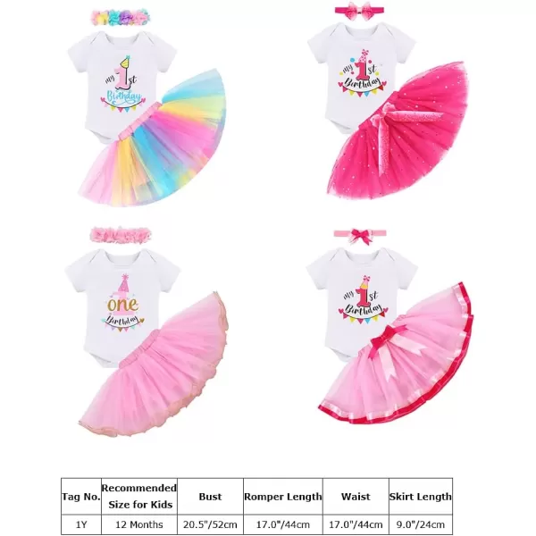 IDOPIP My 1st 2nd 3rd Birthday Girl Outfit Baby Romper Shirt Tutu Skirt Headband 3PCS Clothes Set for Cake Smash Photo PropHot Pink  1st Birthday