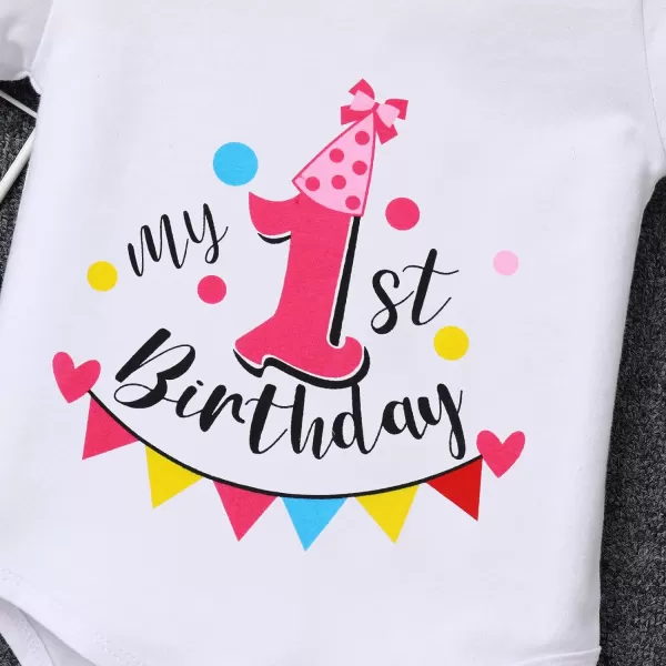 IDOPIP My 1st 2nd 3rd Birthday Girl Outfit Baby Romper Shirt Tutu Skirt Headband 3PCS Clothes Set for Cake Smash Photo PropHot Pink  1st Birthday