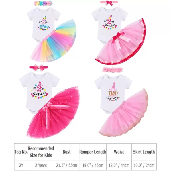 IDOPIP My 1st 2nd 3rd Birthday Girl Outfit Baby Romper Shirt Tutu Skirt Headband 3PCS Clothes Set for Cake Smash Photo PropPink  2nd Birthday