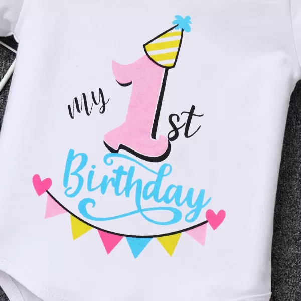 IDOPIP My 1st 2nd 3rd Birthday Girl Outfit Baby Romper Shirt Tutu Skirt Headband 3PCS Clothes Set for Cake Smash Photo PropRainbow  1st Birthday