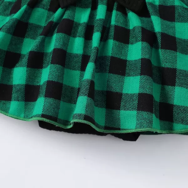 IDOPIP My First Christmas Baby Girl Outfit Long Sleeve Xmas Plaid Romper Bodysuit Tutu Dress Headband Winter Fall ClothesGreen Plaid