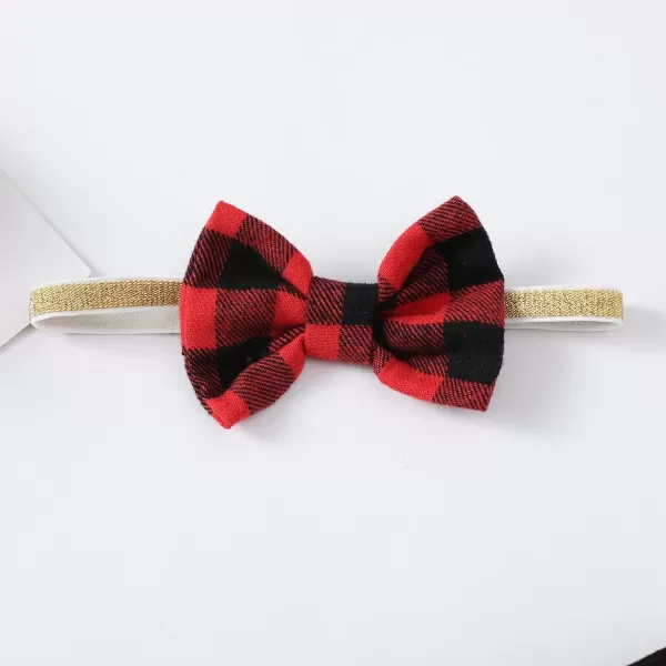 IDOPIP My First Christmas Baby Girl Outfit Long Sleeve Xmas Plaid Romper Bodysuit Tutu Dress Headband Winter Fall ClothesRed Plaid