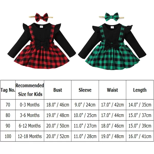 IDOPIP My First Christmas Baby Girl Outfit Long Sleeve Xmas Plaid Romper Bodysuit Tutu Dress Headband Winter Fall ClothesRed Plaid