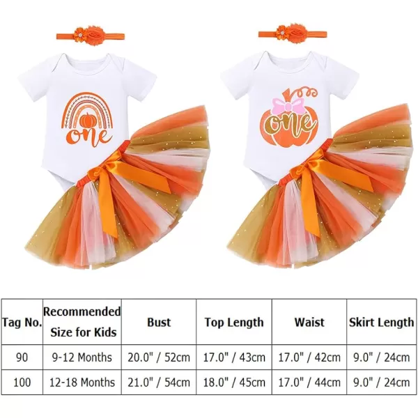 IDOPIP My First Halloween Outfit Baby Girls Pumpkin Romper Tutu Skirt Headband 3PCS Clothes Set for Party Dress up CostumeOrange Pumpkin  Rainbow