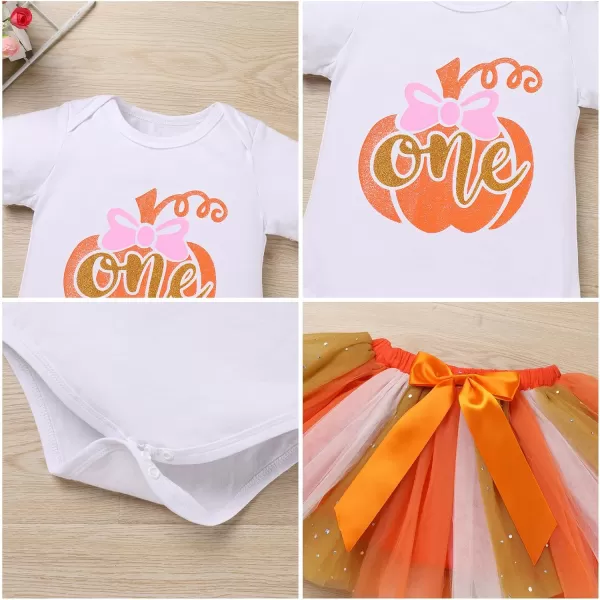 IDOPIP My First Halloween Outfit Baby Girls Pumpkin Romper Tutu Skirt Headband 3PCS Clothes Set for Party Dress up CostumeOrange Pumpkin One