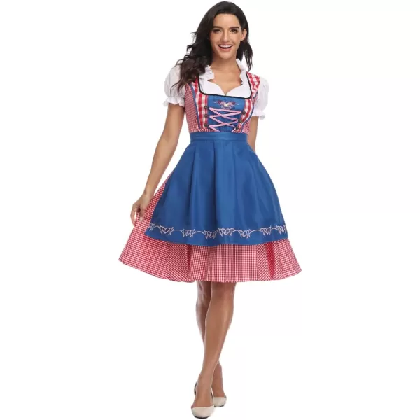 IDOPIP Oktoberfest Costumes Women German Dirndl Dresses for Oktoberfest Bavarian Halloween Dress Cosplay Beer Carnival OutfitBlue  Apron