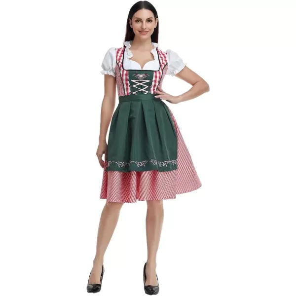 IDOPIP Oktoberfest Costumes Women German Dirndl Dresses for Oktoberfest Bavarian Halloween Dress Cosplay Beer Carnival OutfitDark Green  Apron