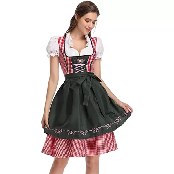 IDOPIP Oktoberfest Costumes Women German Dirndl Dresses for Oktoberfest Bavarian Halloween Dress Cosplay Beer Carnival OutfitDark Green  Apron