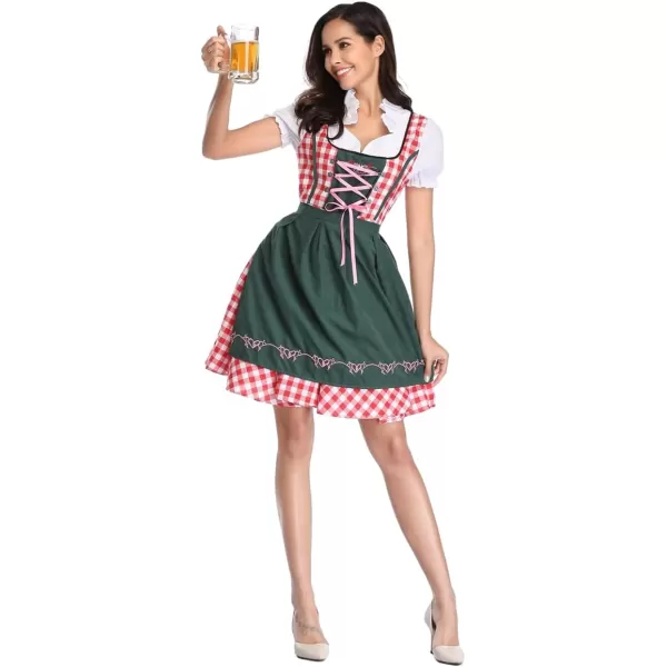 IDOPIP Oktoberfest Costumes Women German Dirndl Dresses for Oktoberfest Bavarian Halloween Dress Cosplay Beer Carnival OutfitDark Green  Apron