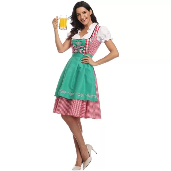 IDOPIP Oktoberfest Costumes Women German Dirndl Dresses for Oktoberfest Bavarian Halloween Dress Cosplay Beer Carnival OutfitGreen  Apron