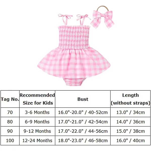 IDOPIP Pink Plaid Dress for Baby Girl Toddler Summer Sleeveless Princess Birthday Party Gingham Dress Sister Matching ClothesPink Romper