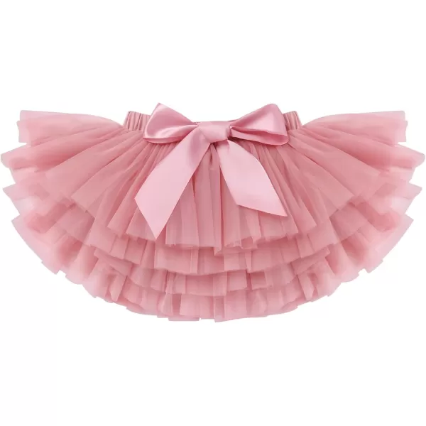 IDOPIP Rainbow 1st Birthday Outfit for Baby Girls Romper Tutu Skirt Tulle Bloomers Headband First Birthday Cake Smash OutfitsDusty Pink  Half Birthday