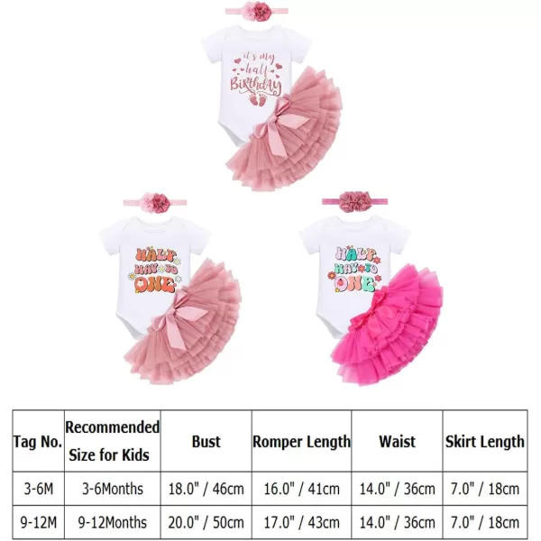 IDOPIP Rainbow 1st Birthday Outfit for Baby Girls Romper Tutu Skirt Tulle Bloomers Headband First Birthday Cake Smash OutfitsDusty Pink  Half Way to One