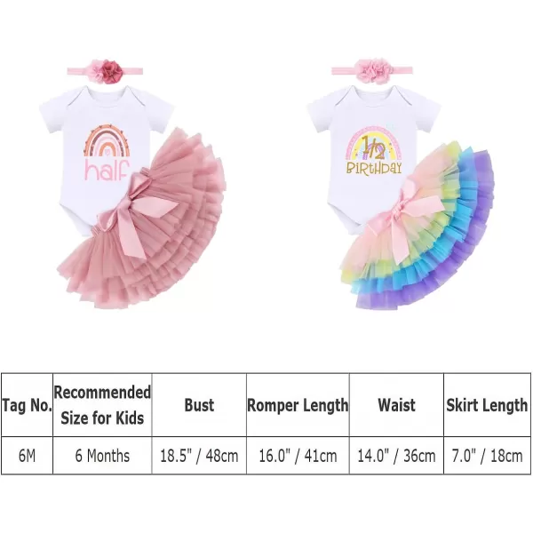 IDOPIP Rainbow 1st Birthday Outfit for Baby Girls Romper Tutu Skirt Tulle Bloomers Headband First Birthday Cake Smash OutfitsDusty Pink Half  Flower