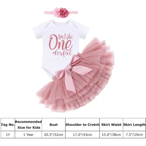 IDOPIP Rainbow 1st Birthday Outfit for Baby Girls Romper Tutu Skirt Tulle Bloomers Headband First Birthday Cake Smash OutfitsDusty Pink One