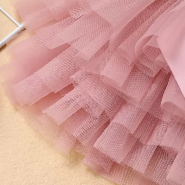 IDOPIP Rainbow 1st Birthday Outfit for Baby Girls Romper Tutu Skirt Tulle Bloomers Headband First Birthday Cake Smash OutfitsDusty Pink Two  Flower