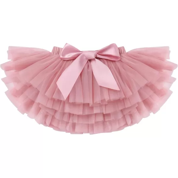 IDOPIP Rainbow 1st Birthday Outfit for Baby Girls Romper Tutu Skirt Tulle Bloomers Headband First Birthday Cake Smash OutfitsDusty Pink Two  Long Sleeve