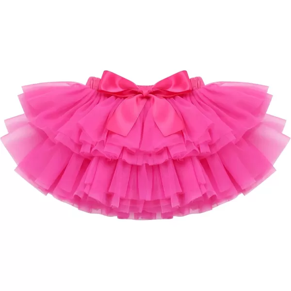 IDOPIP Rainbow 1st Birthday Outfit for Baby Girls Romper Tutu Skirt Tulle Bloomers Headband First Birthday Cake Smash OutfitsHot Pink  Half Way to One