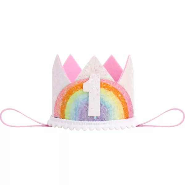 IDOPIP Rainbow 1st Birthday Outfit for Baby Girls Romper Tutu Skirt Tulle Bloomers Headband First Birthday Cake Smash OutfitsRainbow  Crown