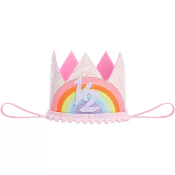 IDOPIP Rainbow 1st Birthday Outfit for Baby Girls Romper Tutu Skirt Tulle Bloomers Headband First Birthday Cake Smash OutfitsRainbow 12 Birthday  Crown