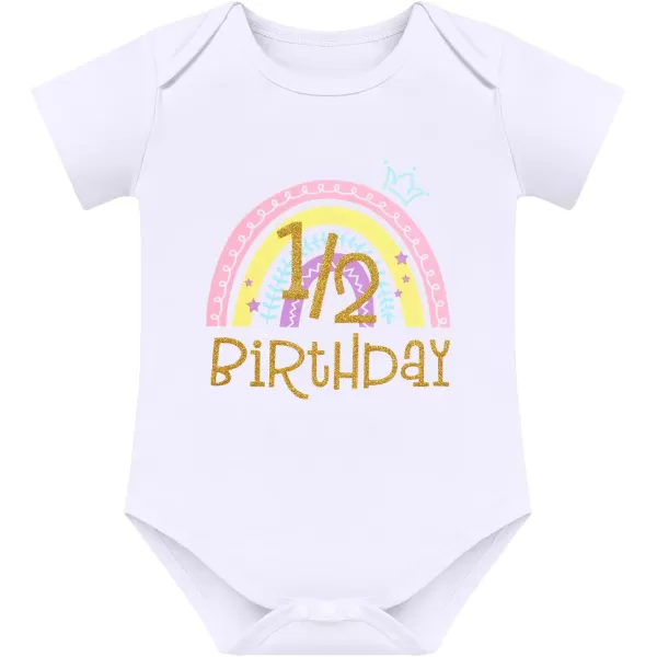 IDOPIP Rainbow 1st Birthday Outfit for Baby Girls Romper Tutu Skirt Tulle Bloomers Headband First Birthday Cake Smash OutfitsRainbow 12 Birthday  Flower