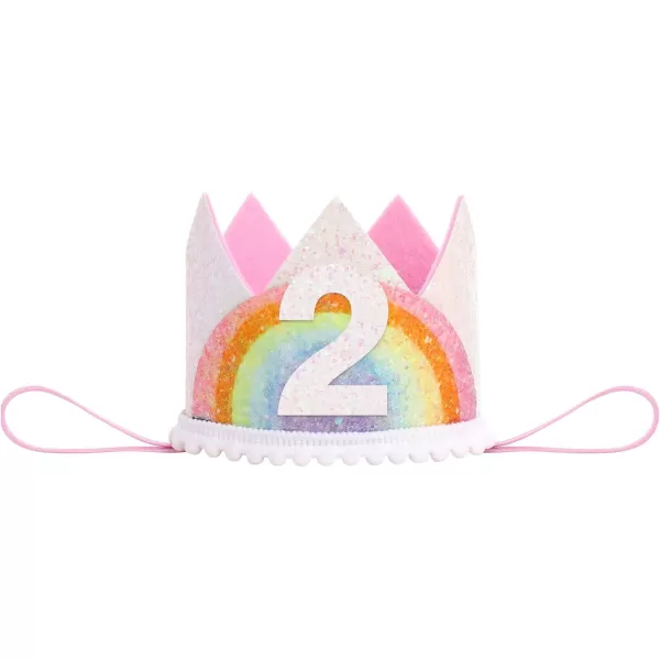 IDOPIP Rainbow 1st Birthday Outfit for Baby Girls Romper Tutu Skirt Tulle Bloomers Headband First Birthday Cake Smash OutfitsRainbow 2nd Birthday  Crown