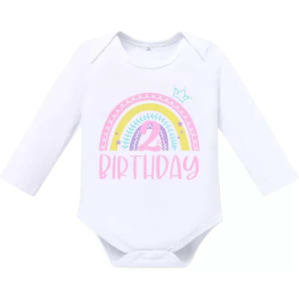 IDOPIP Rainbow 1st Birthday Outfit for Baby Girls Romper Tutu Skirt Tulle Bloomers Headband First Birthday Cake Smash OutfitsRainbow 2nd Birthday  Long Sleeve Crown