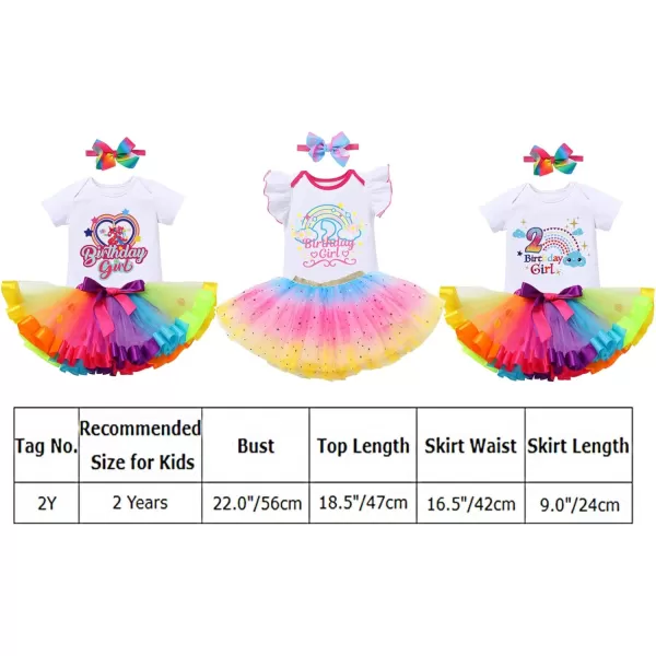 IDOPIP Rainbow Unicorn 1st 2nd 3rd Birthday Girl Outfit Baby Romper Tutu Skirt Headband Sash Badge 5PCS Cake Smash ClothesHot Pink  Cloud 2nd