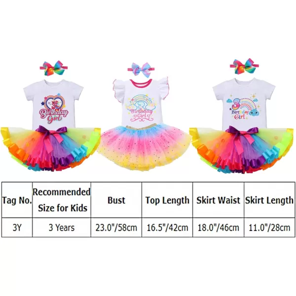 IDOPIP Rainbow Unicorn 1st 2nd 3rd Birthday Girl Outfit Baby Romper Tutu Skirt Headband Sash Badge 5PCS Cake Smash ClothesHot Pink  Cloud 3rd