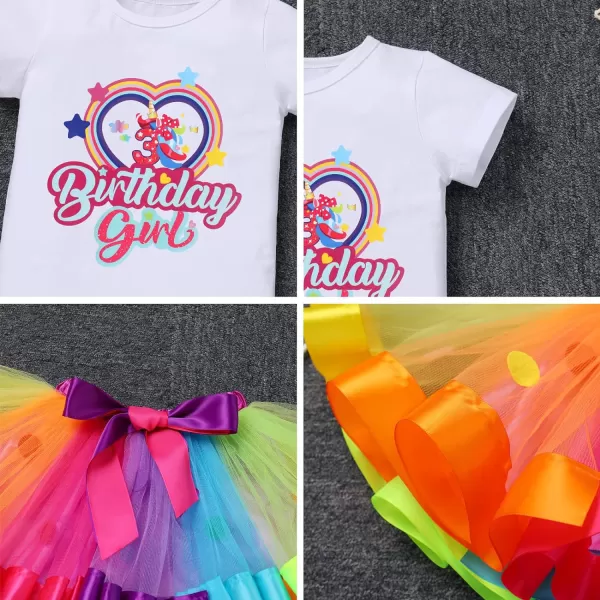 IDOPIP Rainbow Unicorn 1st 2nd 3rd Birthday Girl Outfit Baby Romper Tutu Skirt Headband Sash Badge 5PCS Cake Smash ClothesRainbow  Unicorn 3rd Birthday