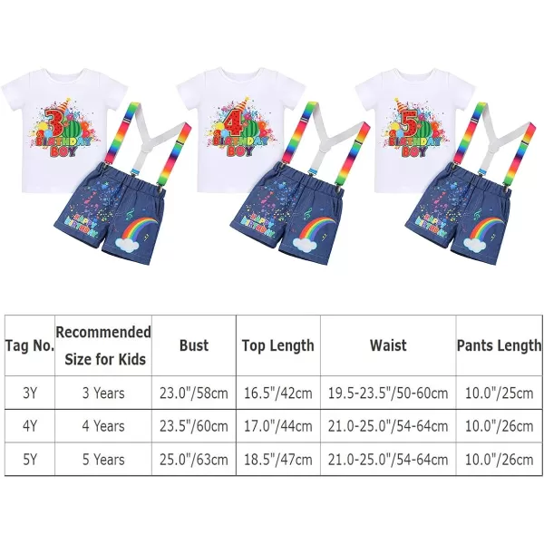 IDOPIP Rainbow Watermelon Birthday Boy Outfit Baby Boys Summer Romper Shirt Suspenders Denim Shorts Headband 4PCS Clothes Set3rd Birthday Boy 3pcs