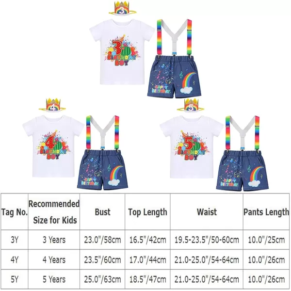 IDOPIP Rainbow Watermelon Birthday Boy Outfit Baby Boys Summer Romper Shirt Suspenders Denim Shorts Headband 4PCS Clothes Set3rd Birthday Boy