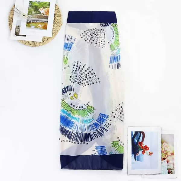 IDOPIP Sarong Coverups for Women Swimsuit Cover up Wrap Beach Skirt Floral Printed Beach Swimwear Pareo Coverups Bathing SuitBlue Print