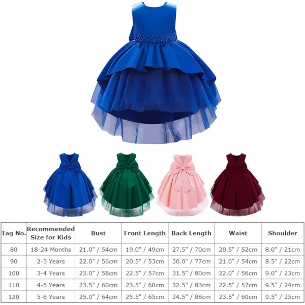 IDOPIP Toddler Baby Flower Girl Bowknot High Low Tutu Dress Beaded VBack Princess Pageant Wedding Birthday Party Formal GownGreen