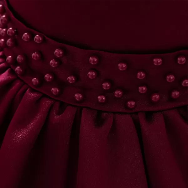 IDOPIP Toddler Baby Flower Girl Bowknot High Low Tutu Dress Beaded VBack Princess Pageant Wedding Birthday Party Formal GownWine Red