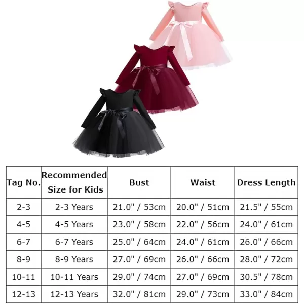 IDOPIP Toddler Baby Flower Girls Velvet Tutu Dress Fall Long Sleeve Princess Pageant Wedding Christmas Birthday Party DressesWine Red