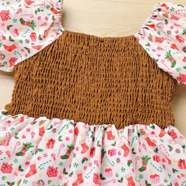 IDOPIP Toddler Baby Girls Cow Plaid Strawberry Rainbow Tutu Dress Summer Sleeveless Princess Birthday Party Dresses ClothesBrown Print  Puff Sleeves