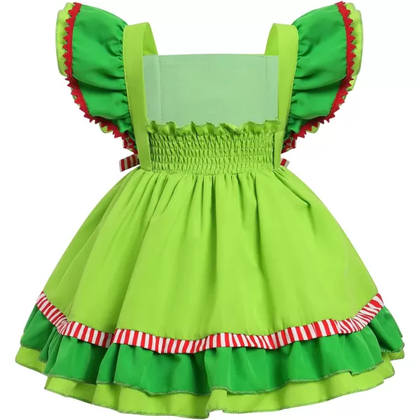 IDOPIP Toddler Baby Girls Cow Plaid Strawberry Rainbow Tutu Dress Summer Sleeveless Princess Birthday Party Dresses ClothesGreen