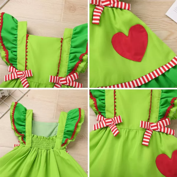 IDOPIP Toddler Baby Girls Cow Plaid Strawberry Rainbow Tutu Dress Summer Sleeveless Princess Birthday Party Dresses ClothesGreen