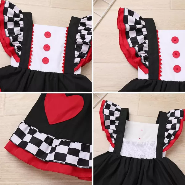 IDOPIP Toddler Baby Girls Cow Plaid Strawberry Rainbow Tutu Dress Summer Sleeveless Princess Birthday Party Dresses ClothesRed Heart