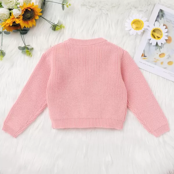IDOPIP Toddler Baby Girls First Birthday Outfit Boho Embroidery One Sweater Top Knit Pullover Sweatshirt Fall Winter ClothesPink Two