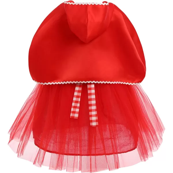 IDOPIP Toddler Baby Girls Little Red Riding Hood Costume Halloween Birthday Party Plaid Tutu Dress up with Cloak Cape OutfitRed