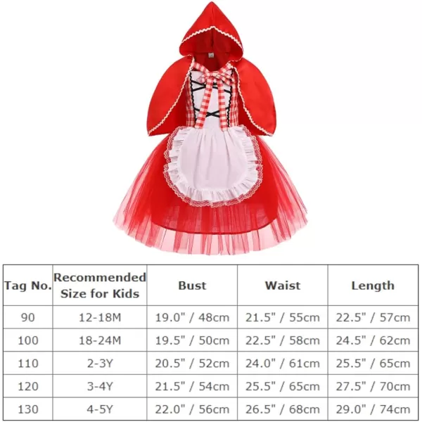 IDOPIP Toddler Baby Girls Little Red Riding Hood Costume Halloween Birthday Party Plaid Tutu Dress up with Cloak Cape OutfitRed