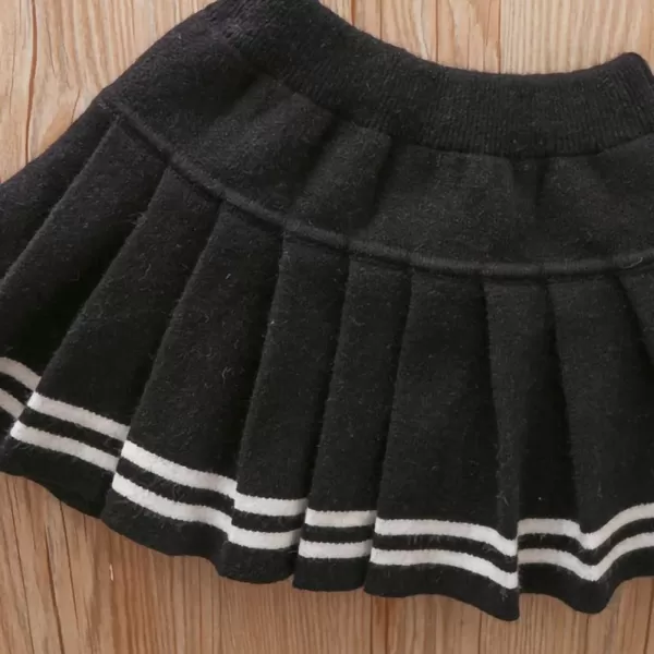 IDOPIP Toddler Baby Girls Outfit Long Sleeve Ruffle Sweater Top Tutu Skirt Christmas Birthday Party Dress Fall Winter ClothesBlack  Bowknot