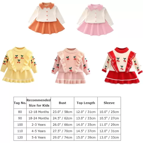 IDOPIP Toddler Baby Girls Outfit Long Sleeve Ruffle Sweater Top Tutu Skirt Christmas Birthday Party Dress Fall Winter ClothesOrange  Button