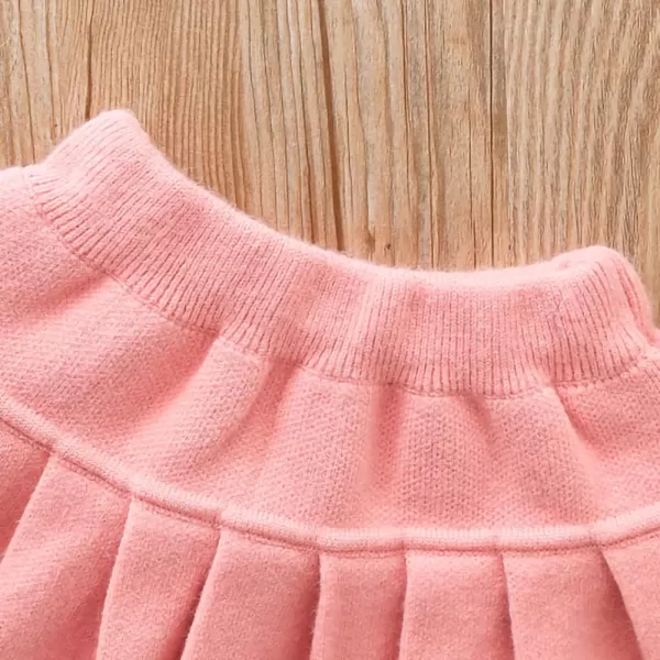 IDOPIP Toddler Baby Girls Outfit Long Sleeve Ruffle Sweater Top Tutu Skirt Christmas Birthday Party Dress Fall Winter ClothesPink  Bowknot