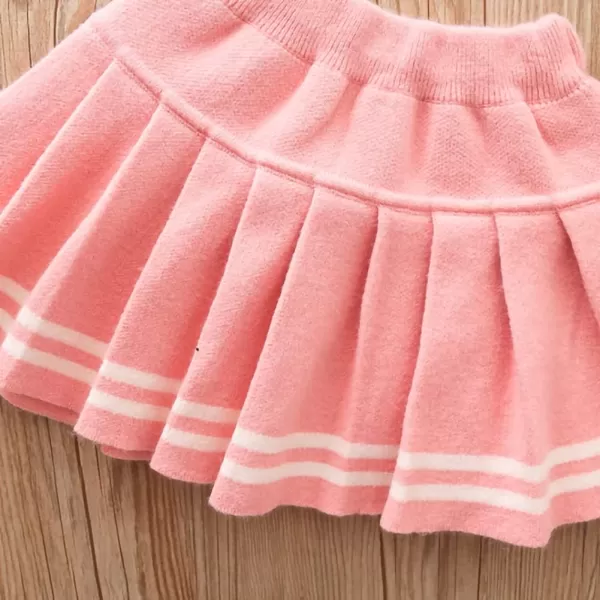 IDOPIP Toddler Baby Girls Outfit Long Sleeve Ruffle Sweater Top Tutu Skirt Christmas Birthday Party Dress Fall Winter ClothesPink  Bowknot